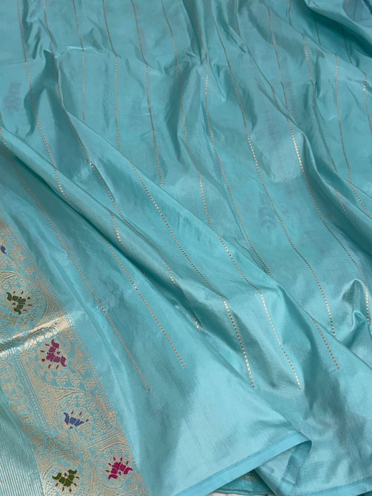 Sky Blue Handwoven Pure Banarasi Katan Silk Saree