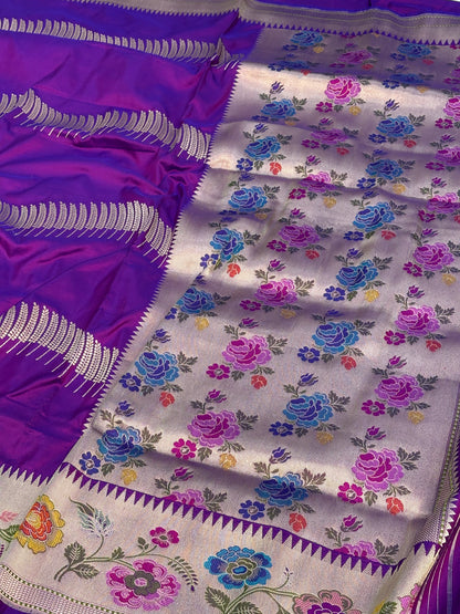 Designer Banarasi Pure Katan Silk Jaal Weaving Saree
