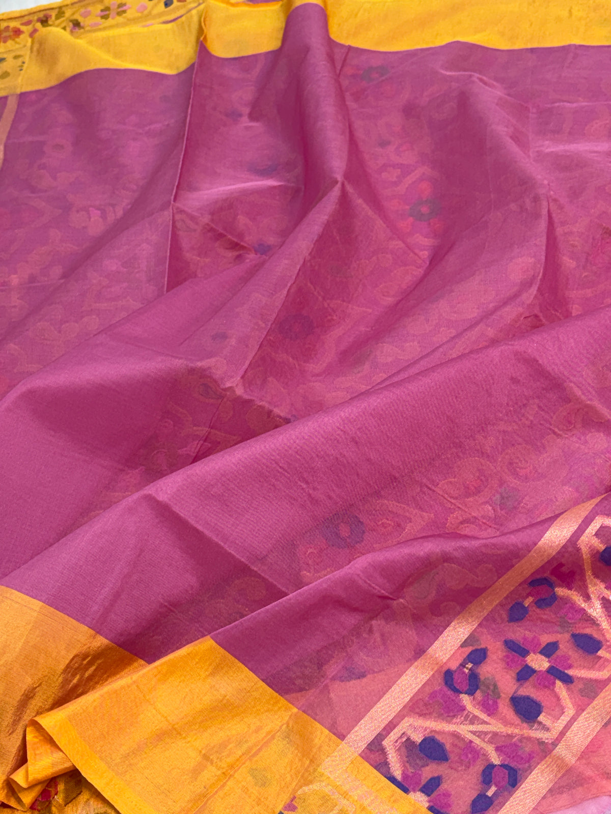 Lavender Pure Banarasi Kora Jamdani Saree