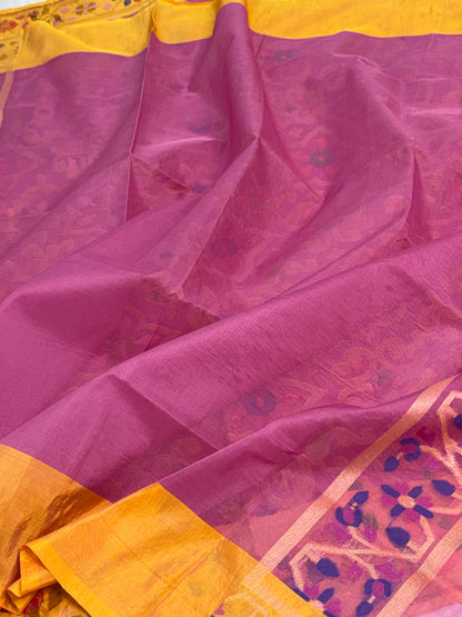 Lavender Pure Banarasi Kora Jamdani Saree