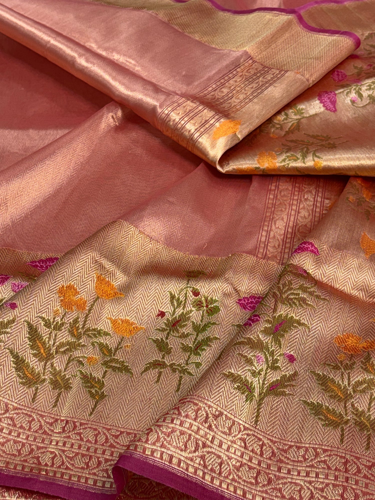 Tissue Iktara Handwoven Banarasi Brocade Saree