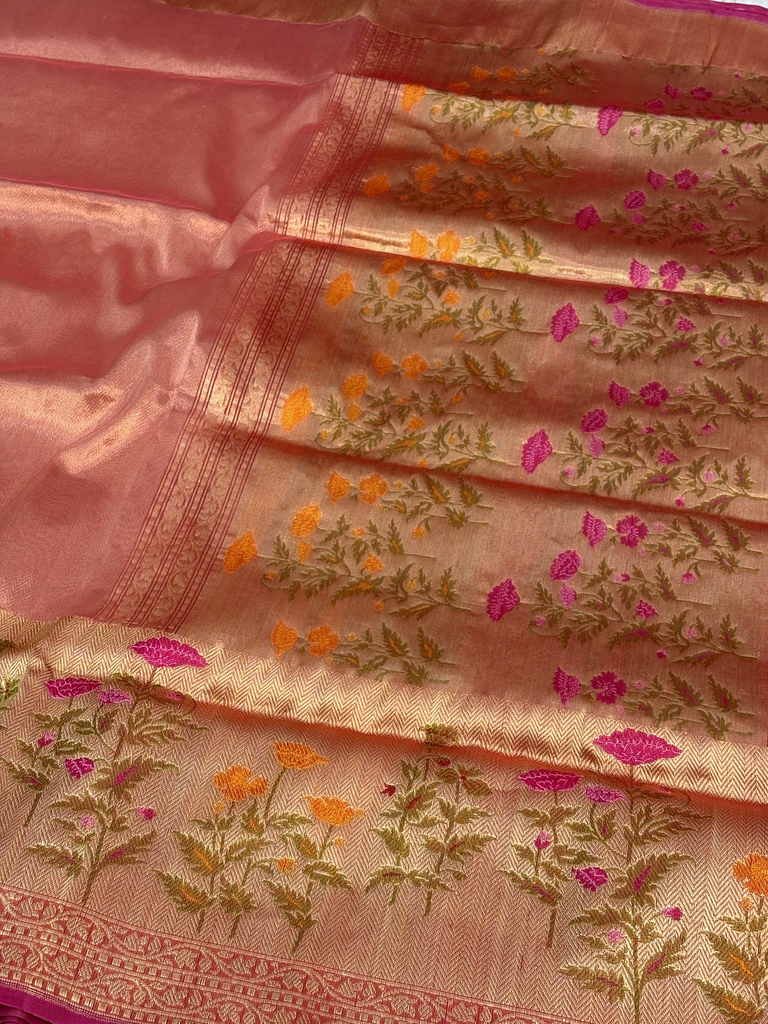 Tissue Iktara Handwoven Banarasi Brocade Saree