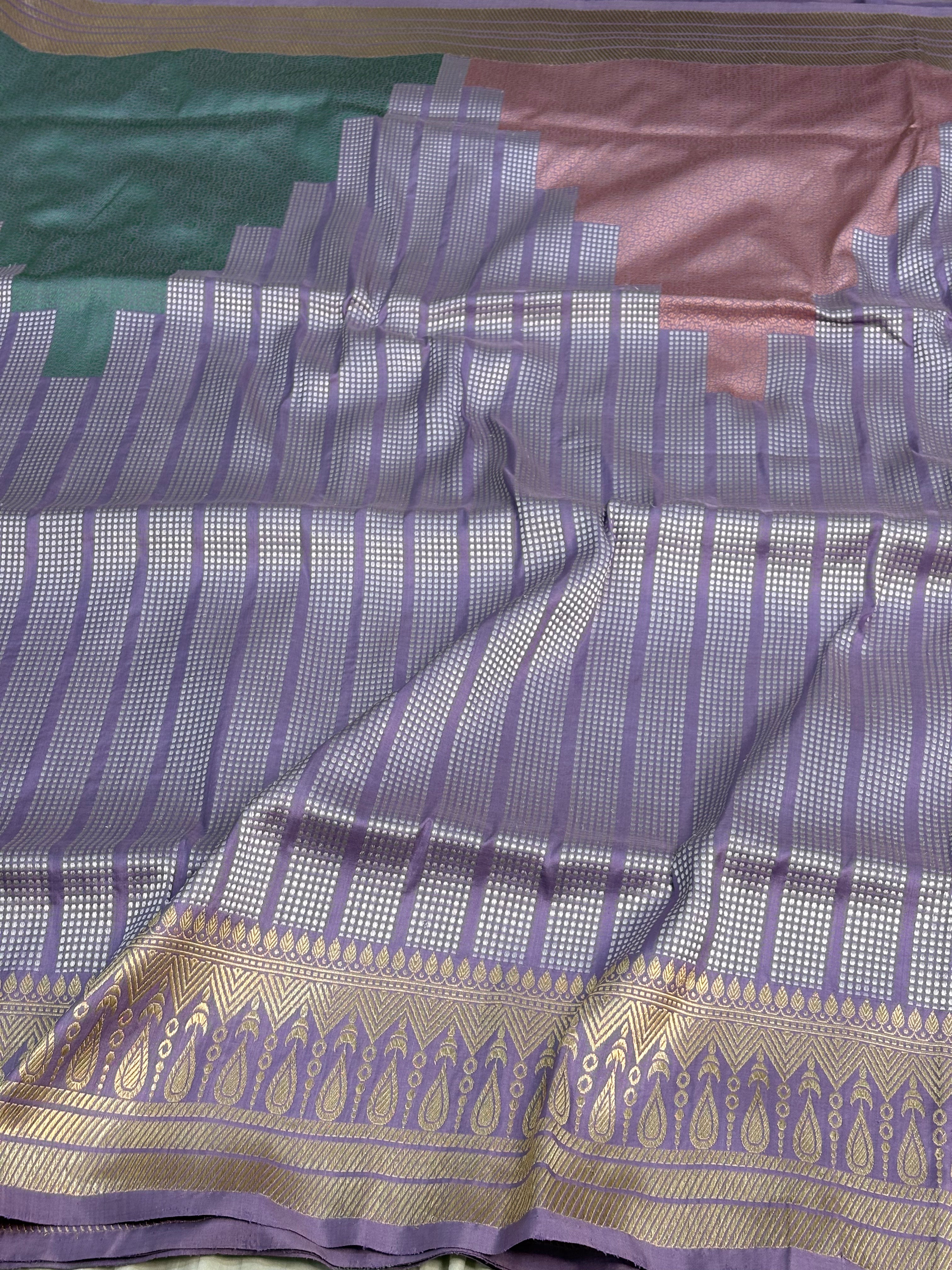 Modern Banarasi Brocade Saree in Lavender Pure Katan Silk