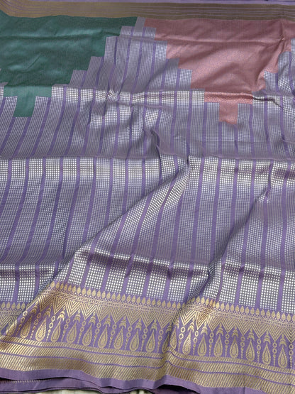 Modern Banarasi Brocade Saree in Lavender Pure Katan Silk