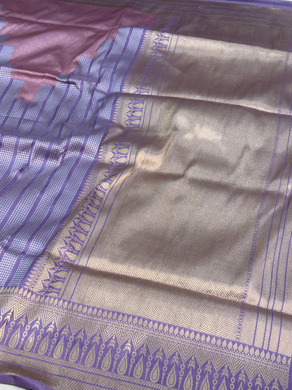 Modern Banarasi Brocade Saree in Lavender Pure Katan Silk