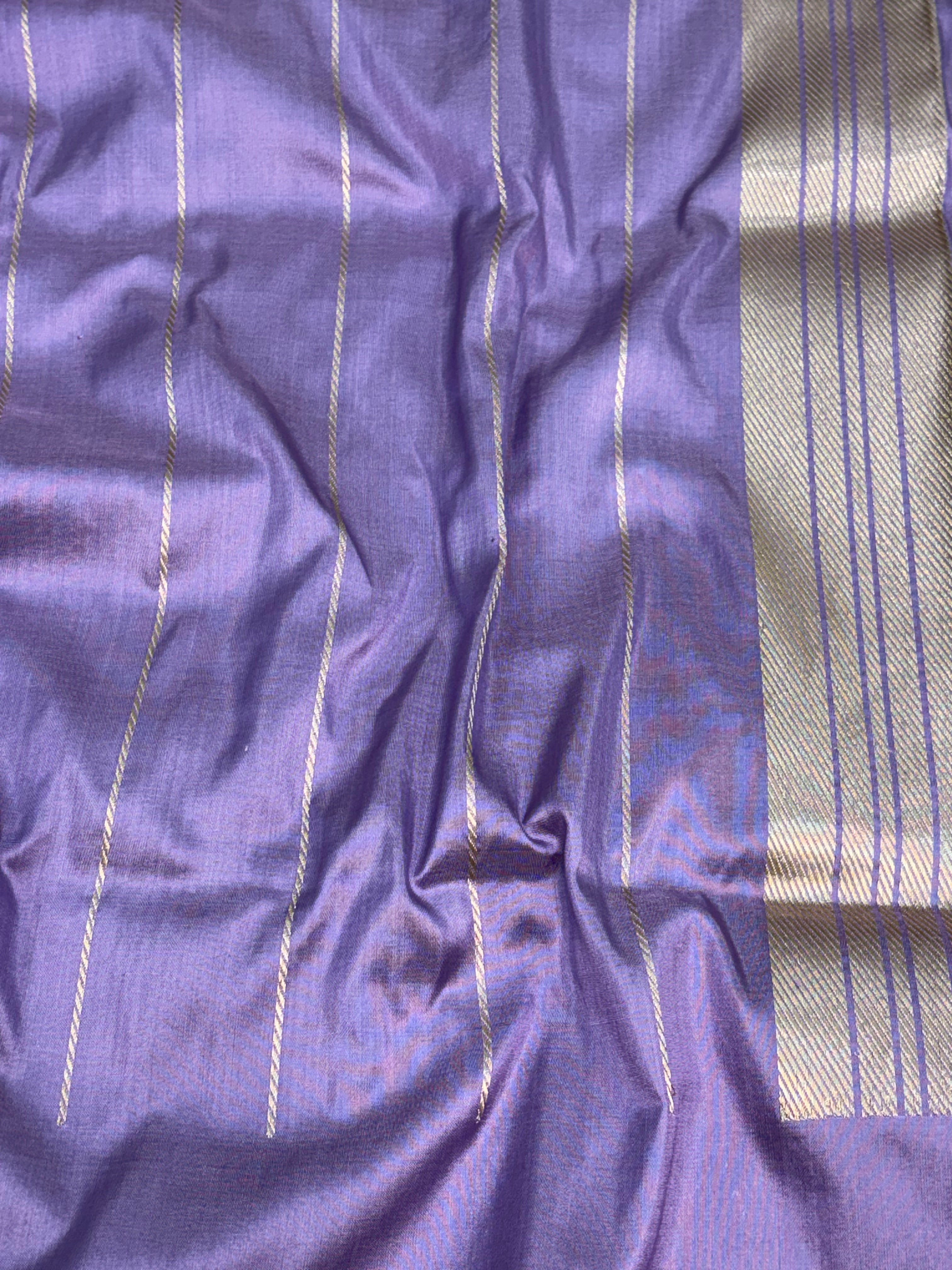 Modern Banarasi Brocade Saree in Lavender Pure Katan Silk