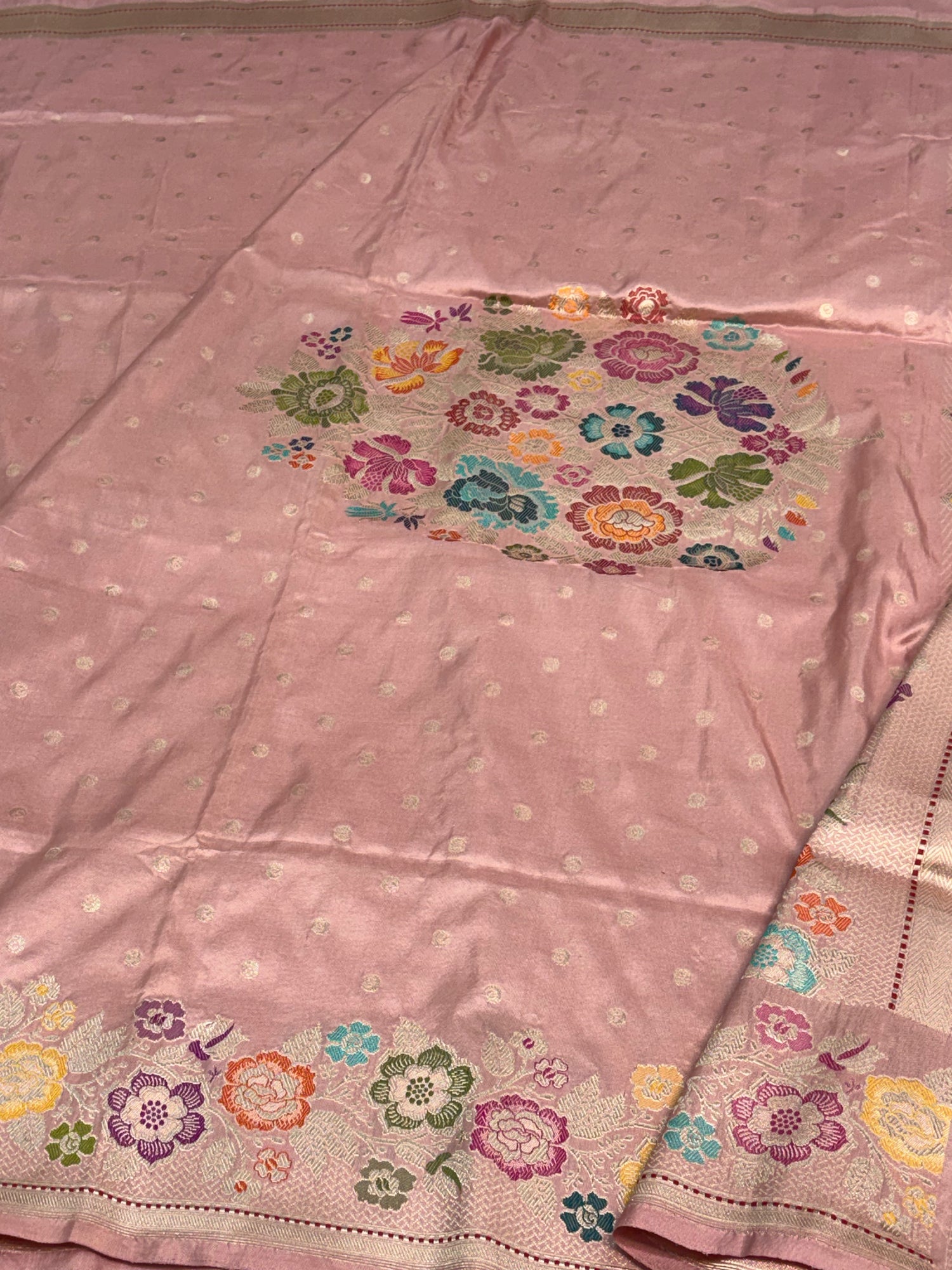 Baby Pink Banarasi Pure Katan Silk Saree