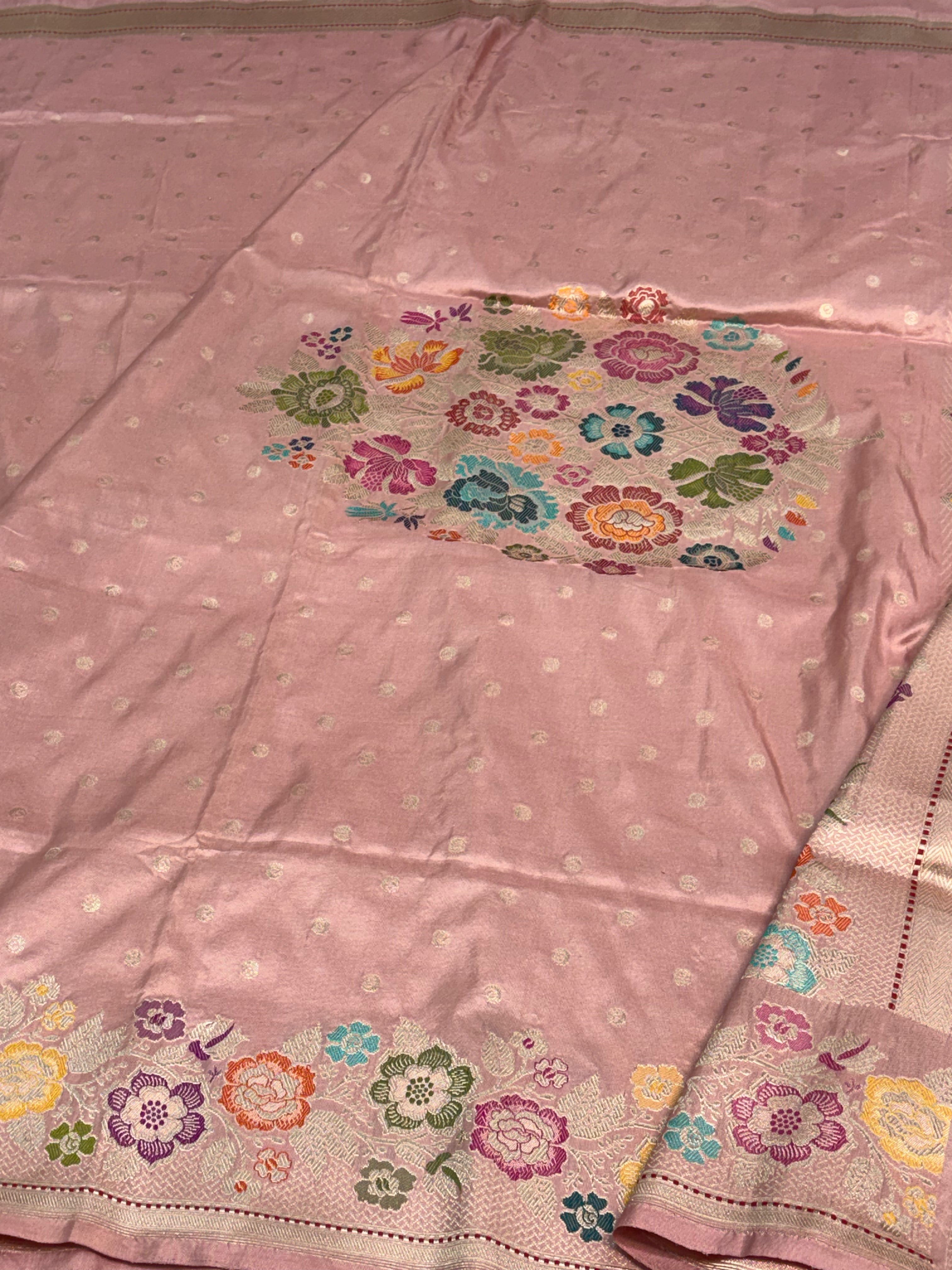 Baby Pink Banarasi Pure Katan Silk Saree