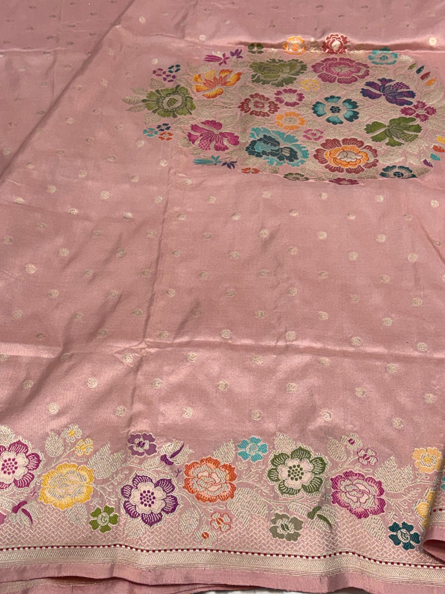Baby Pink Banarasi Pure Katan Silk Saree