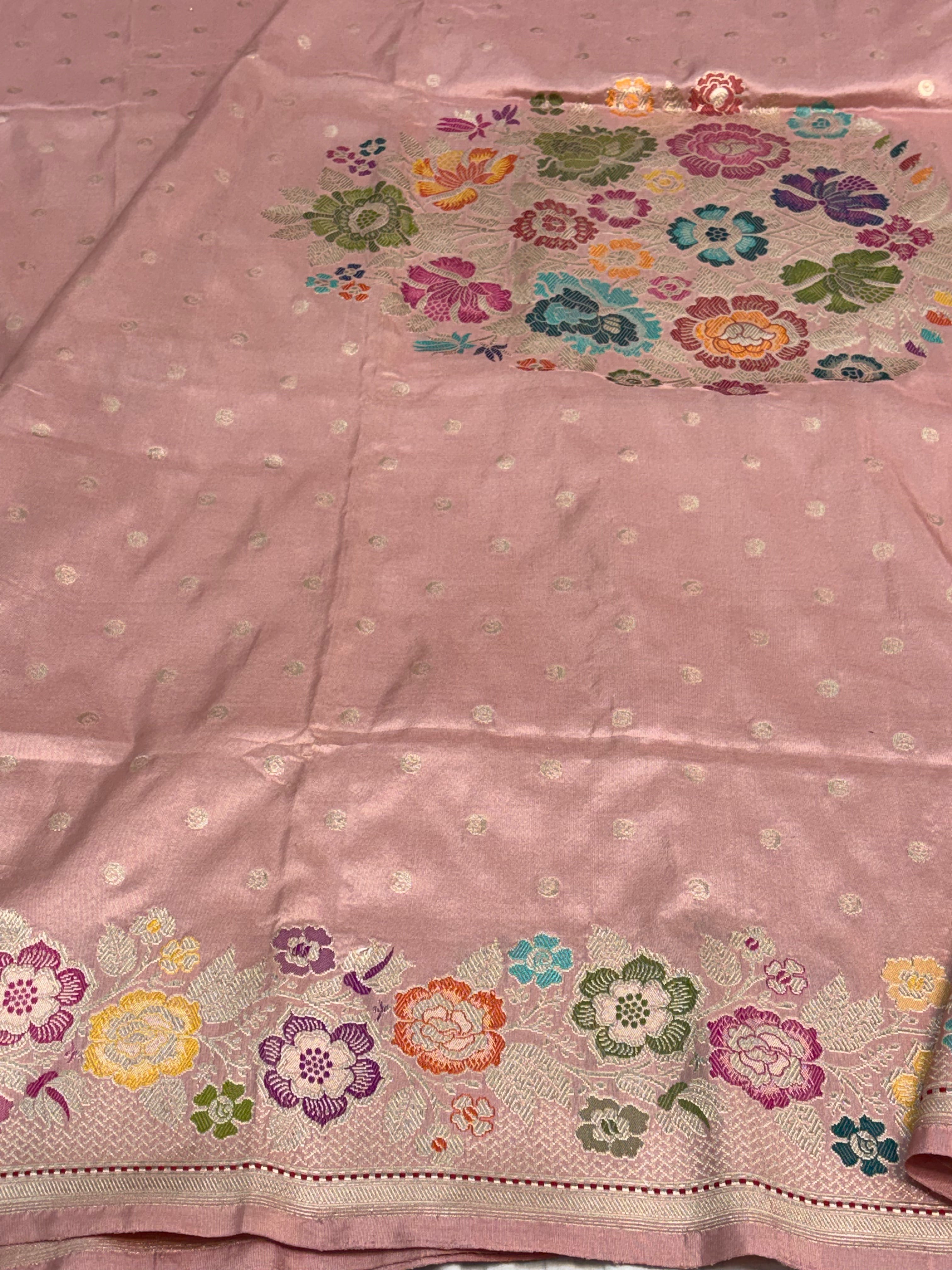 Baby Pink Banarasi Pure Katan Silk Saree