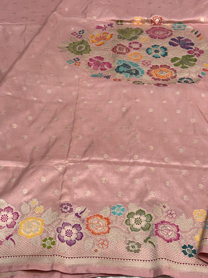 Baby Pink Banarasi Pure Katan Silk Saree