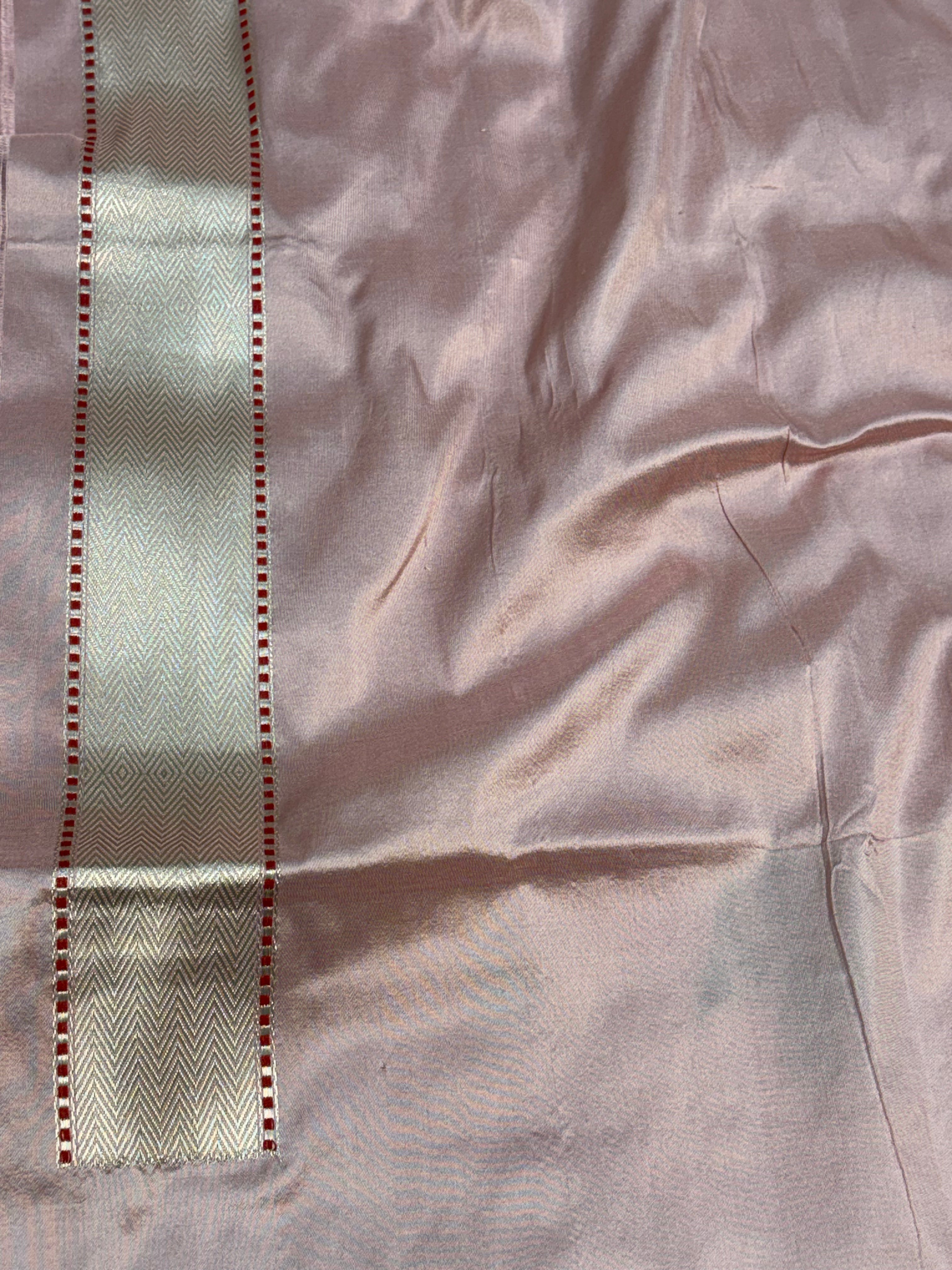 Baby Pink Banarasi Pure Katan Silk Saree