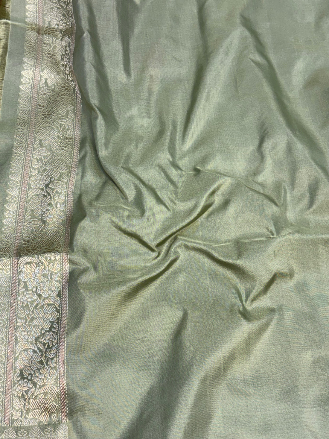 Sage Green Handwoven Tissue Katan Silk Saree