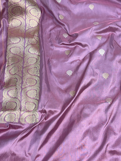 Mauve Brocade Pure Katan Silk Designer Saree