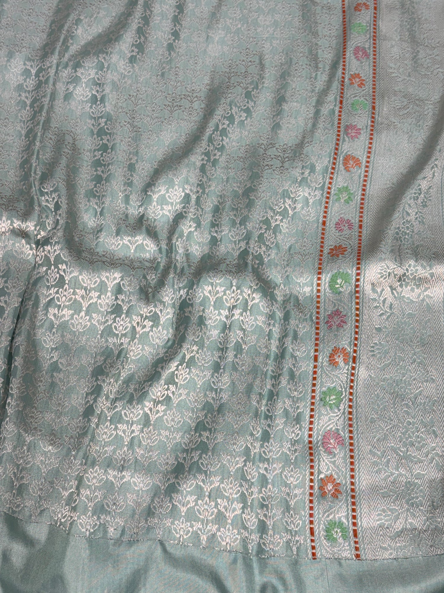 Teal Blue Banarasi Handwoven Pure Katan Silk Saree