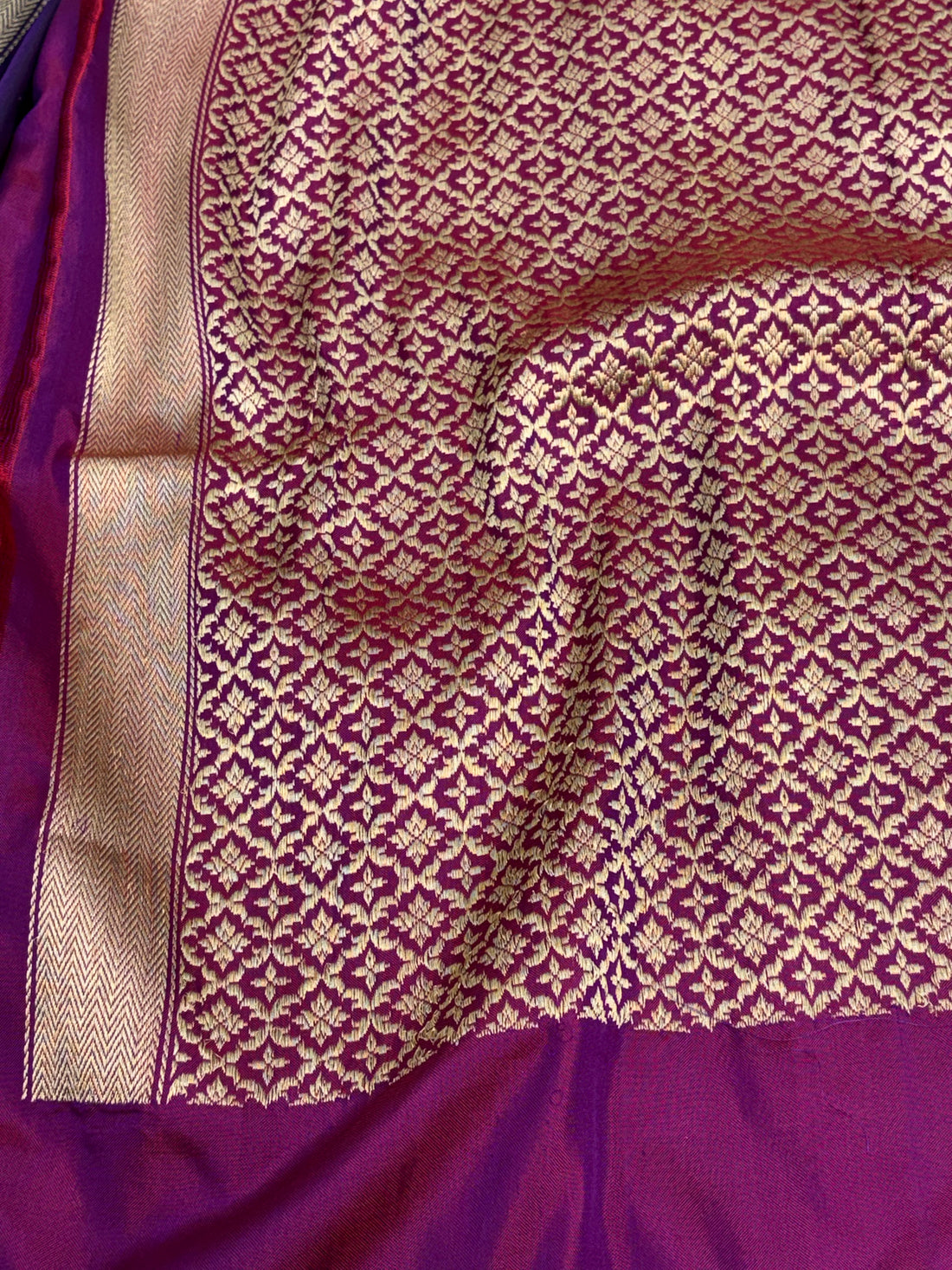 Purple Banarasi Handwoven Pure Katan Silk Iktara Saree
