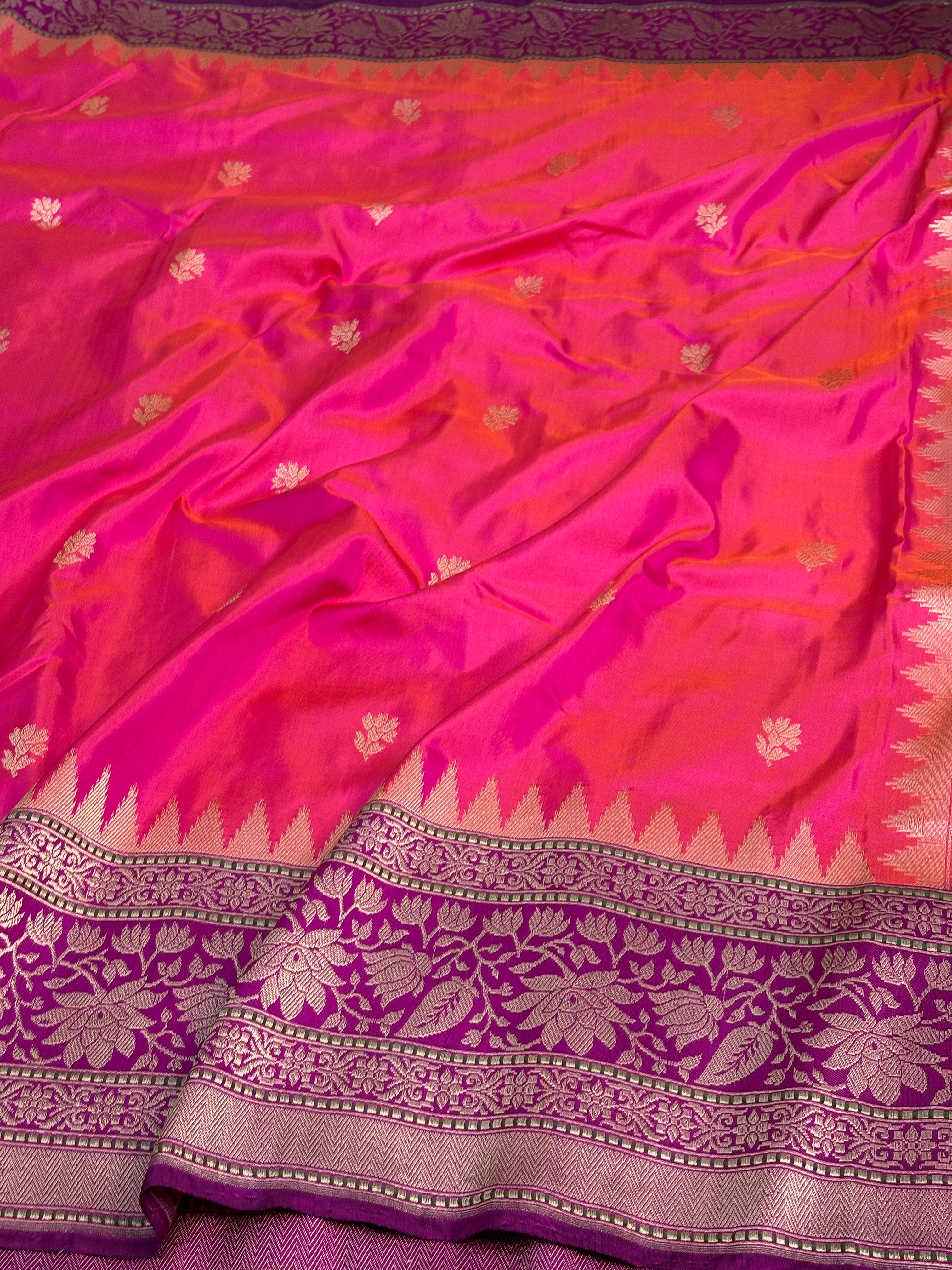 Pink Banarasi Handwoven Pure Katan Silk Iktara Saree