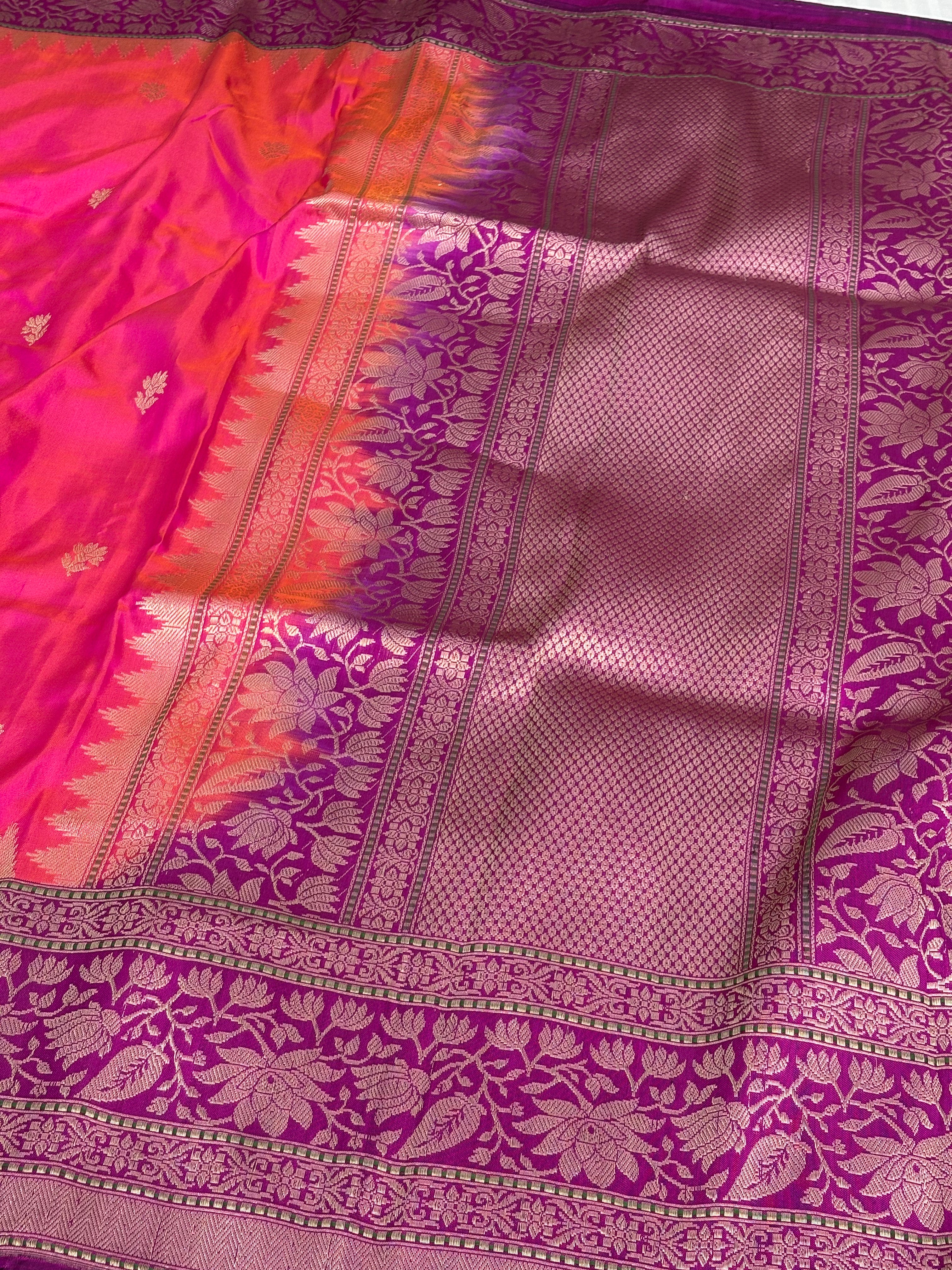 Pink Banarasi Handwoven Pure Katan Silk Iktara Saree