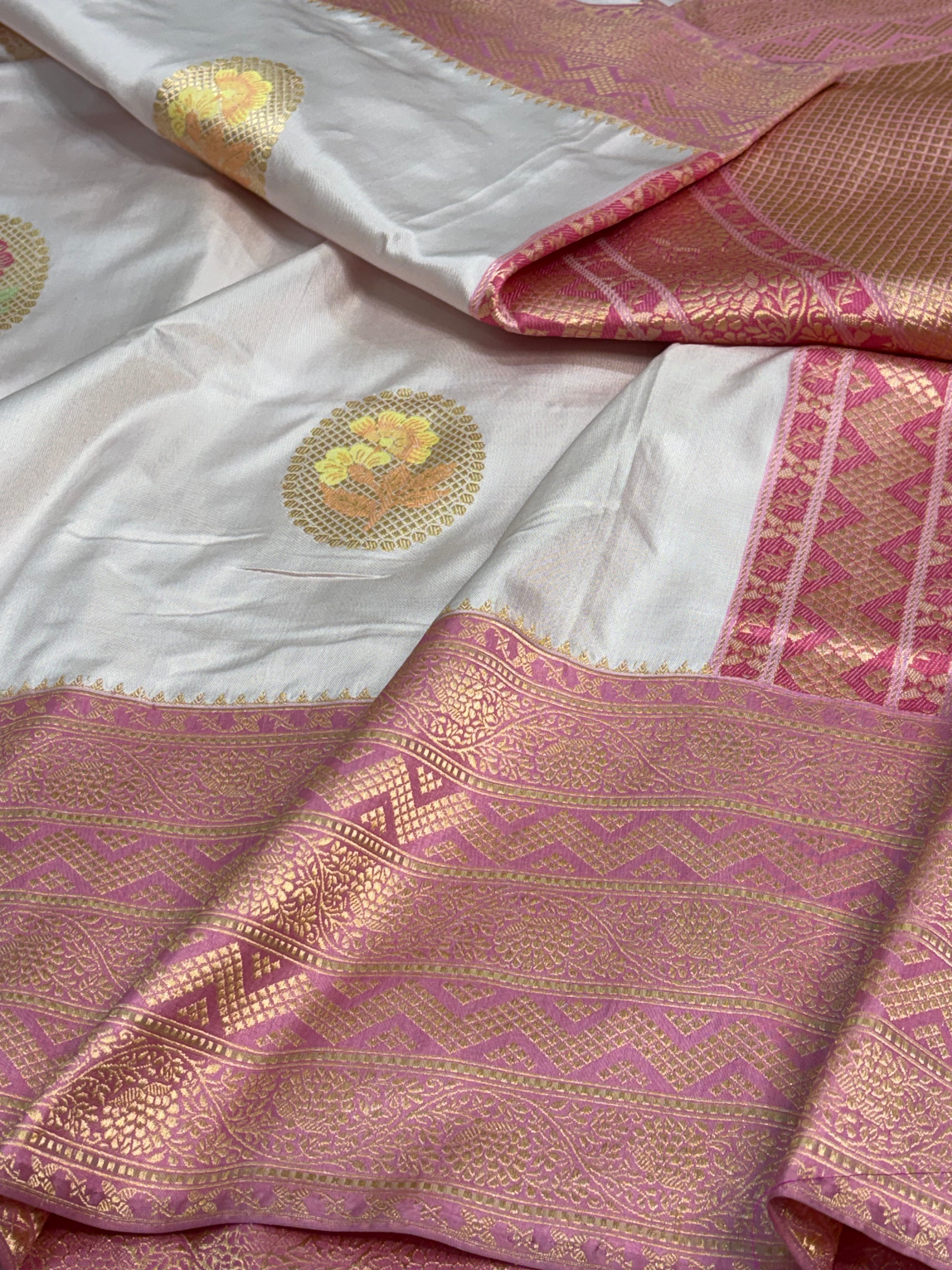 Water Baby Pink Banarasi Pure Katan Silk Iktara Saree