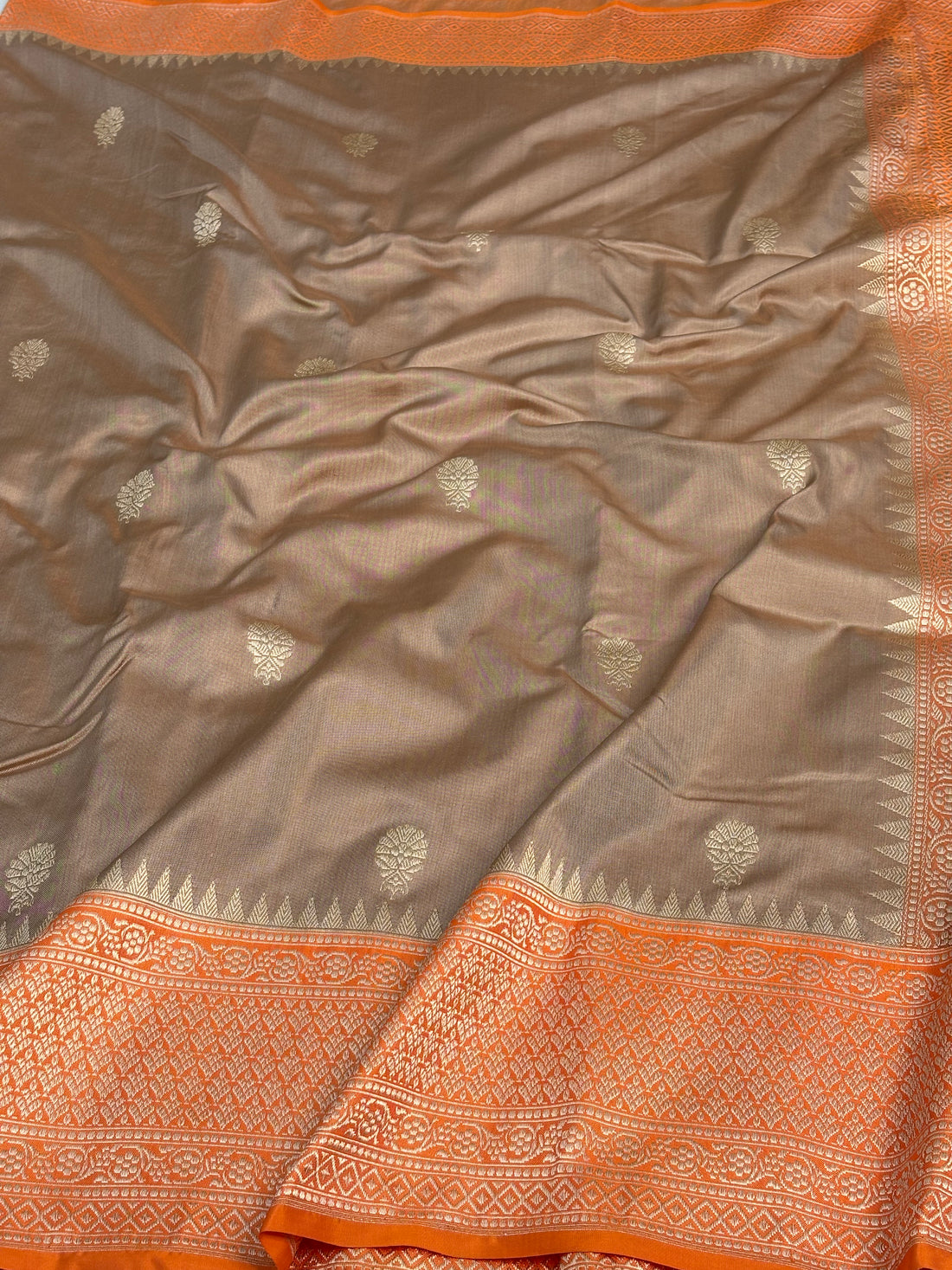 Muted Grey Banarasi Pure Katan Silk Iktara Saree