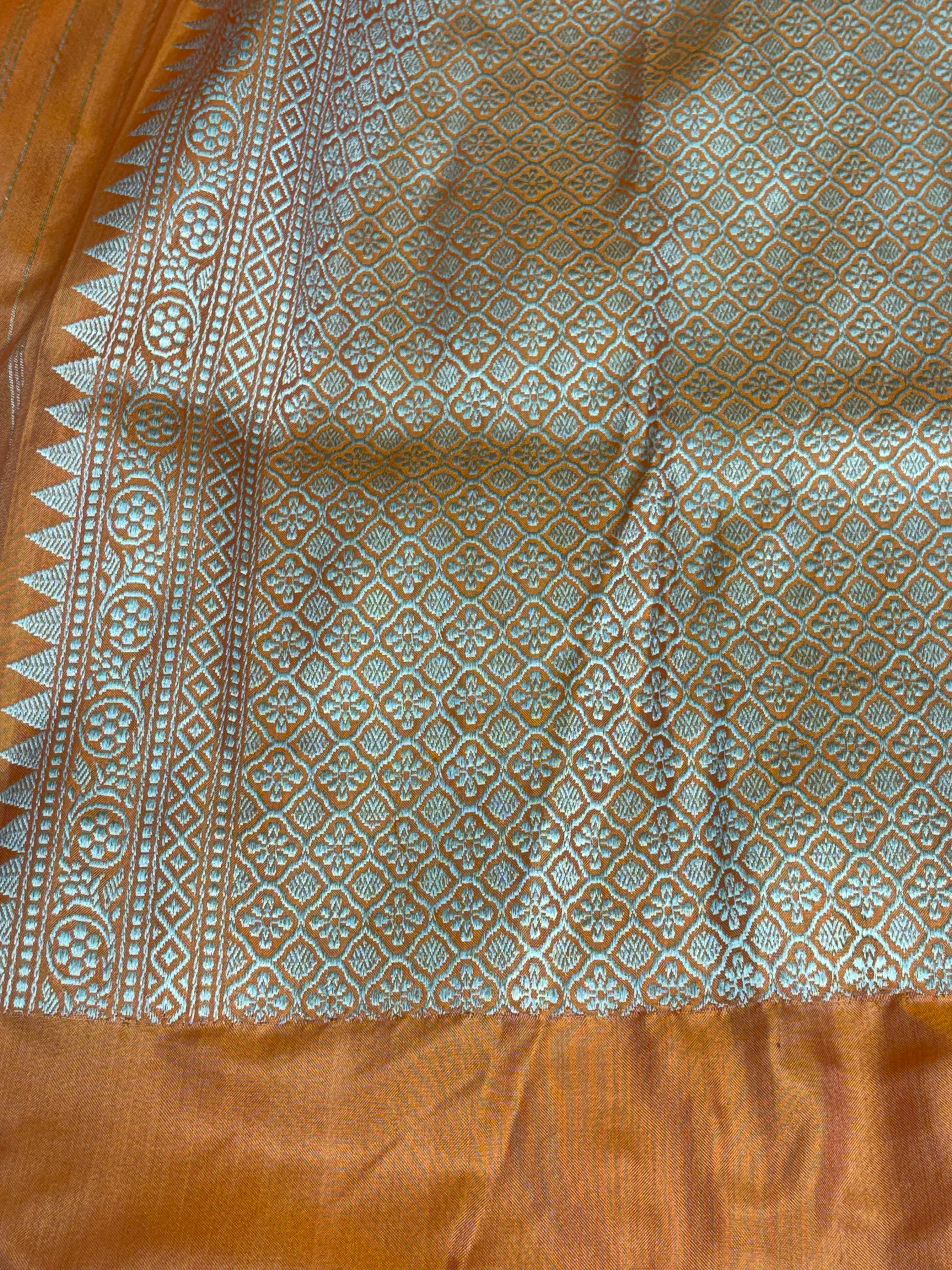 Muted Grey Banarasi Pure Katan Silk Iktara Saree
