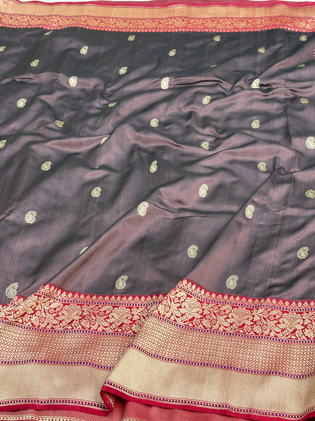 Brown Banarasi Handwoven Pure Katan Silk Iktara Saree