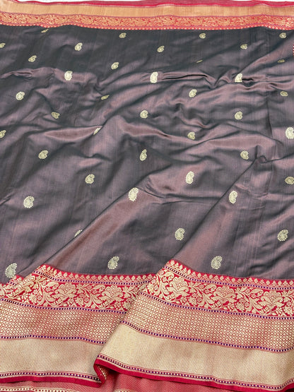 Brown Banarasi Handwoven Pure Katan Silk Iktara Saree