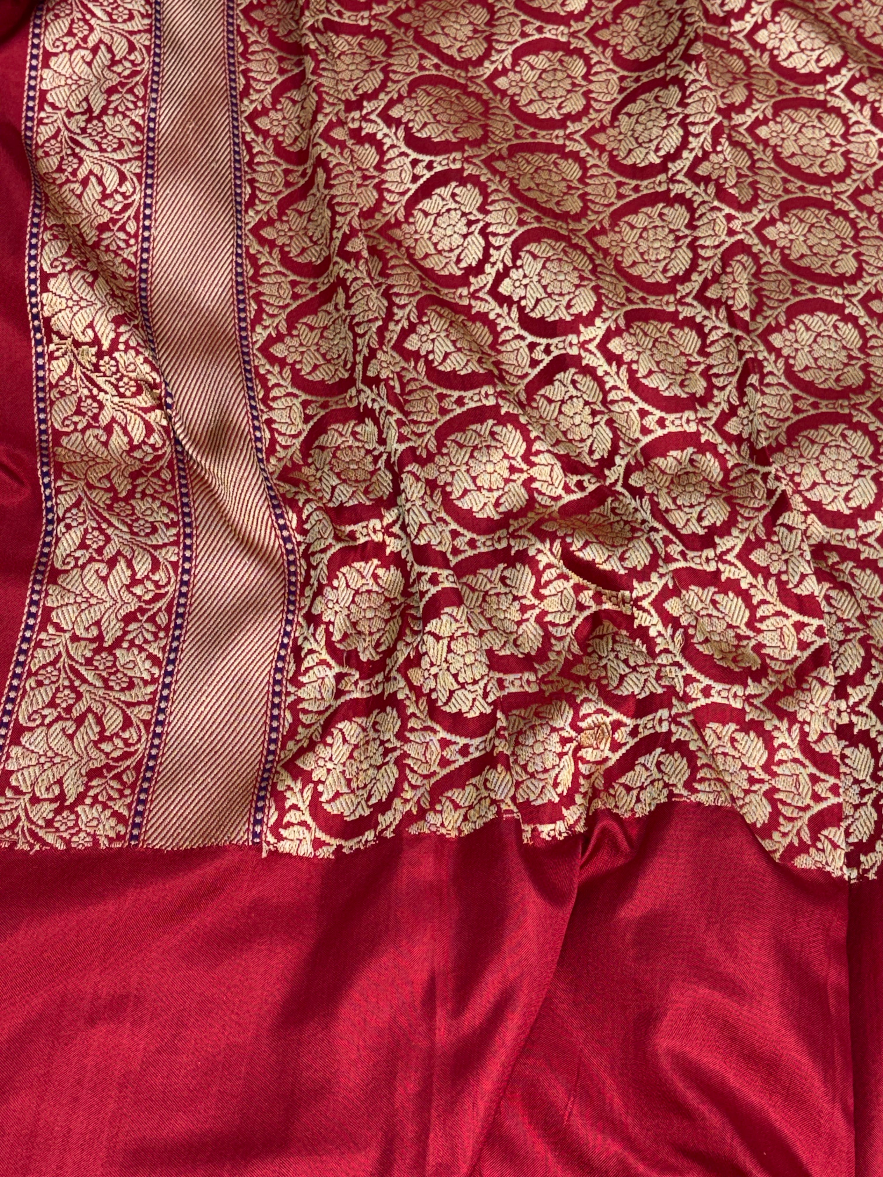 Brown Banarasi Handwoven Pure Katan Silk Iktara Saree