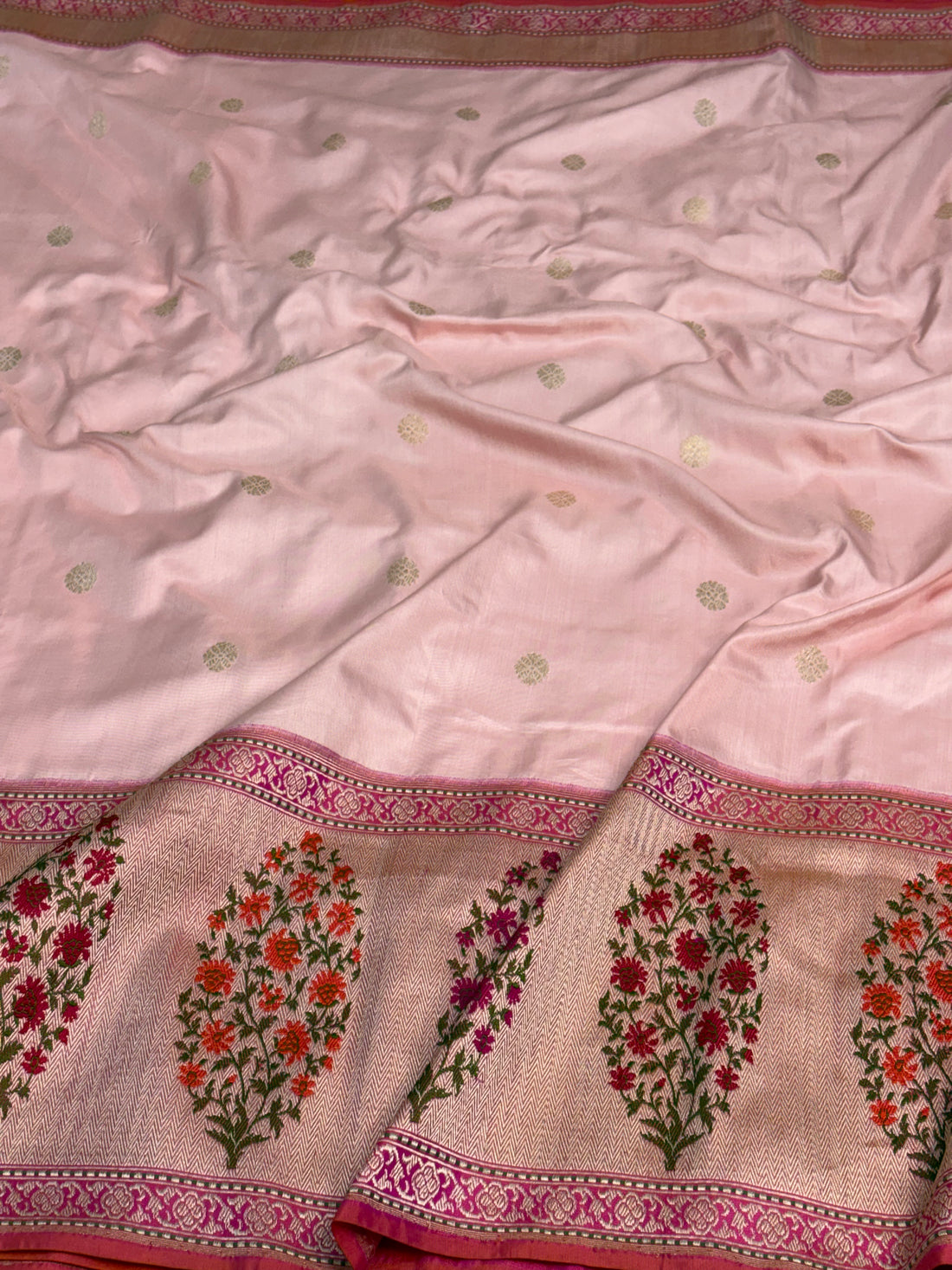 Baby Pink Banarasi Pure Katan Silk Iktara Saree