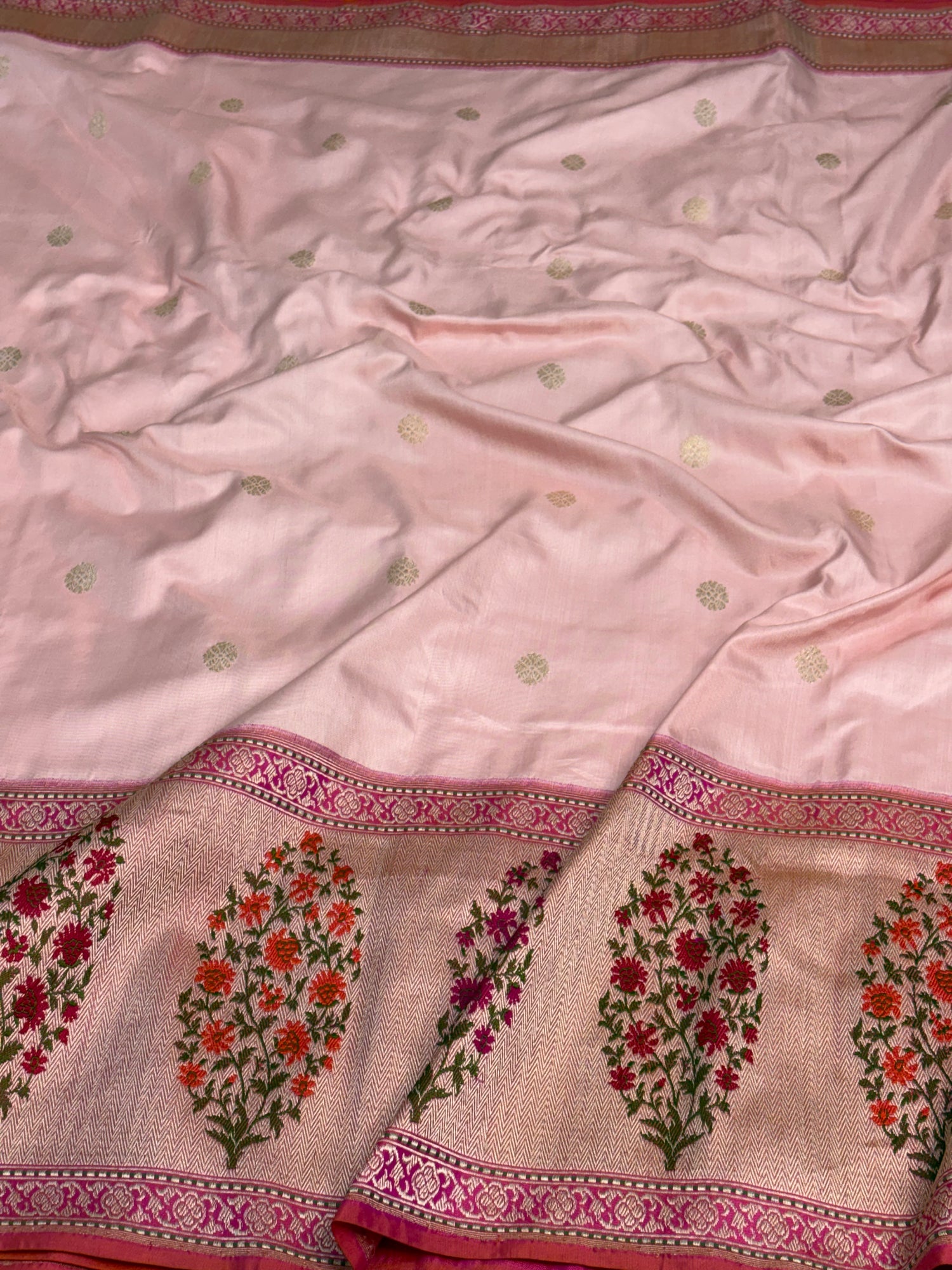 Baby Pink Banarasi Pure Katan Silk Iktara Saree