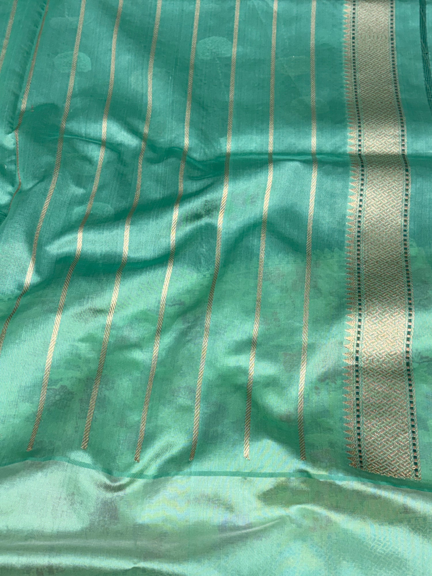 Bottle Green Banarasi Pure Kora Iktara Saree