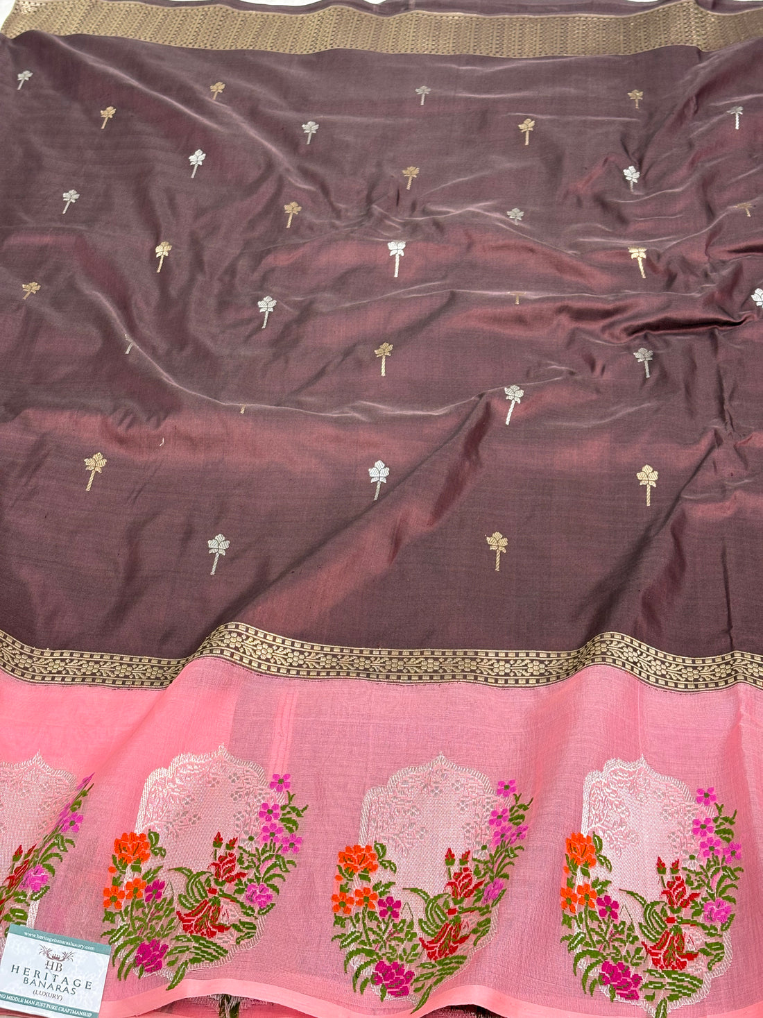 Wine Pure Katan Silk Banarasi Saree