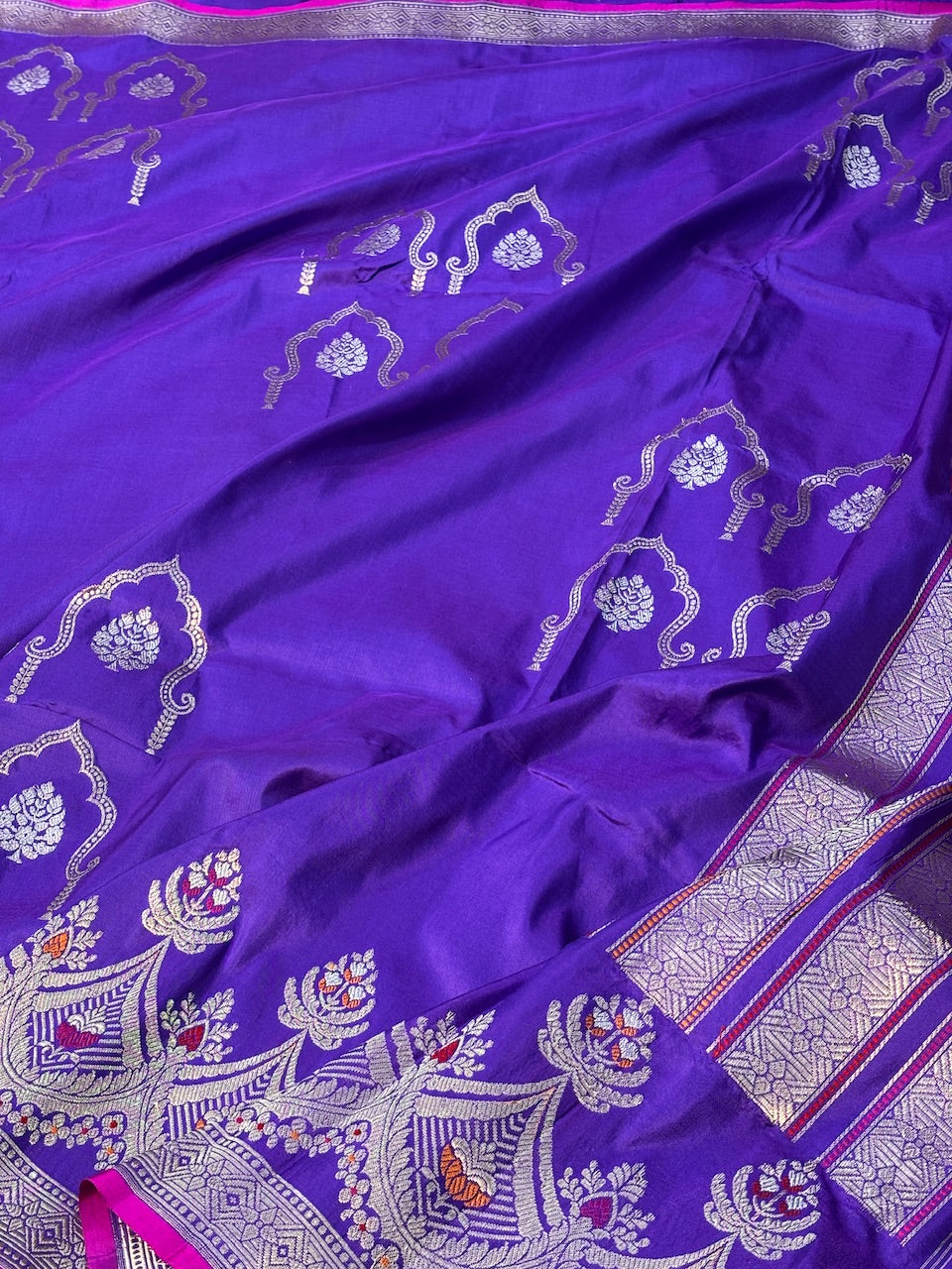 Purple Pure Banarasi Katan Silk Handwoven Saree