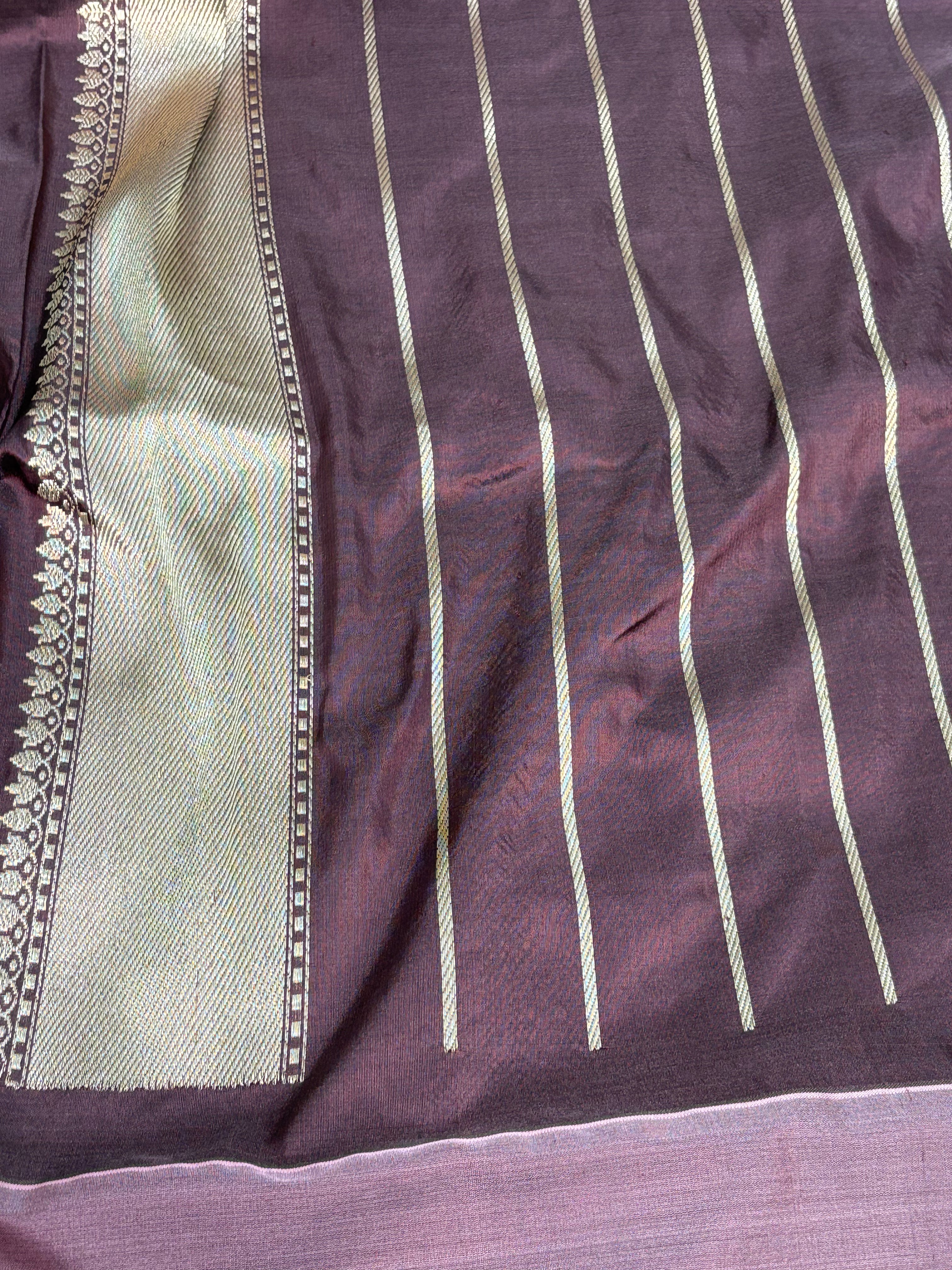 Wine Pure Katan Silk Banarasi Saree