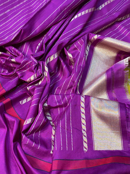 Yellow Pure Banarasi Ektara  Silk Handwoven Saree