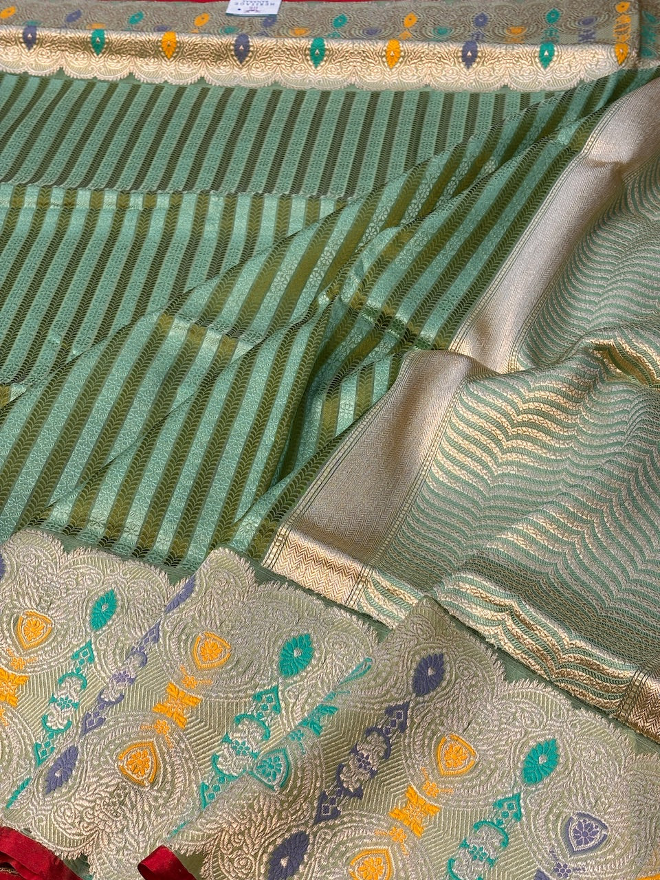 Green Banarasi Kora Silk Handwoven Saree