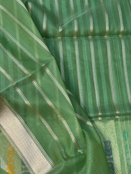 Green Banarasi Kora Silk Handwoven Saree