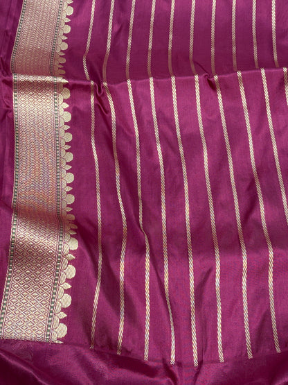 Orange Checks Banarasi Saree and Red Kadhiyal Katan Silk Jaal Border