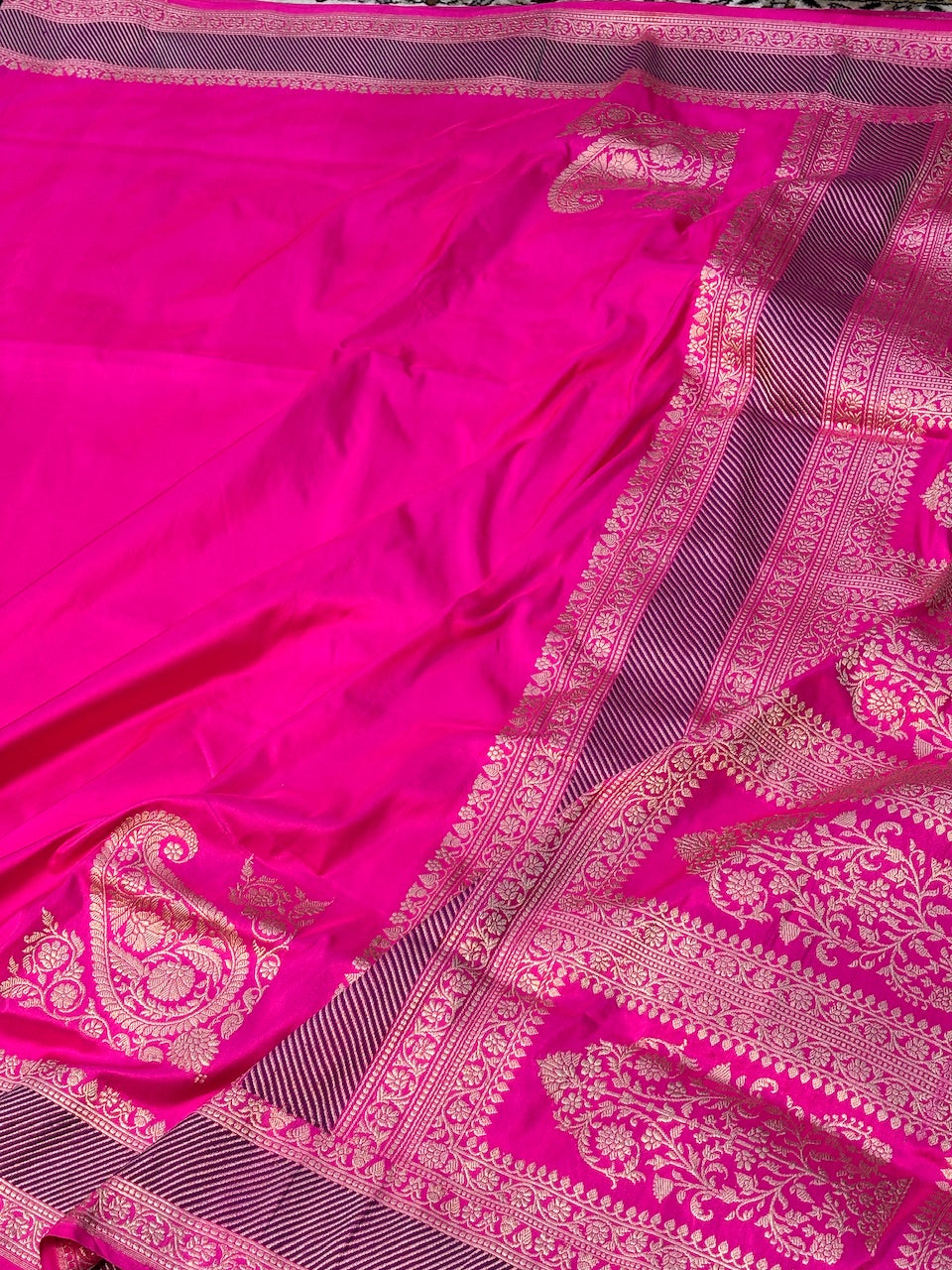Rani Pink Pure Banarasi Katan Silk Handwoven Saree