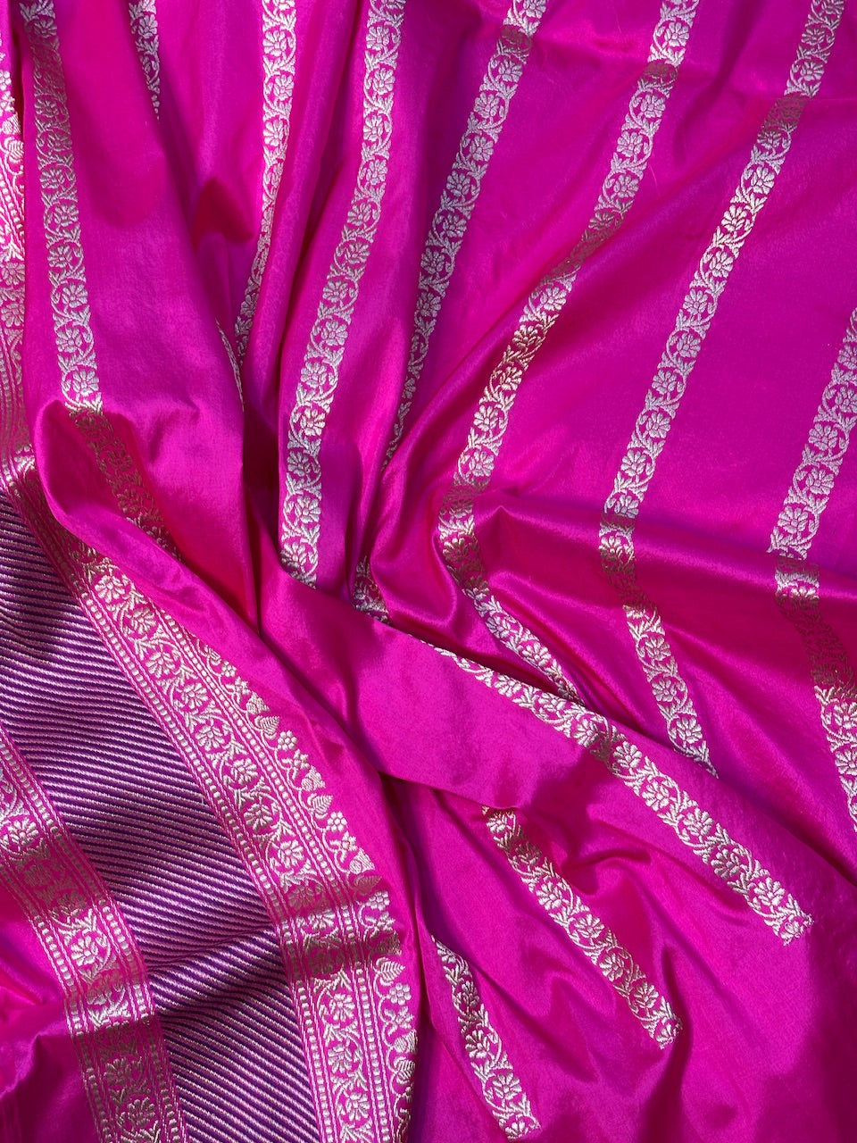 Rani Pink Pure Banarasi Katan Silk Handwoven Saree