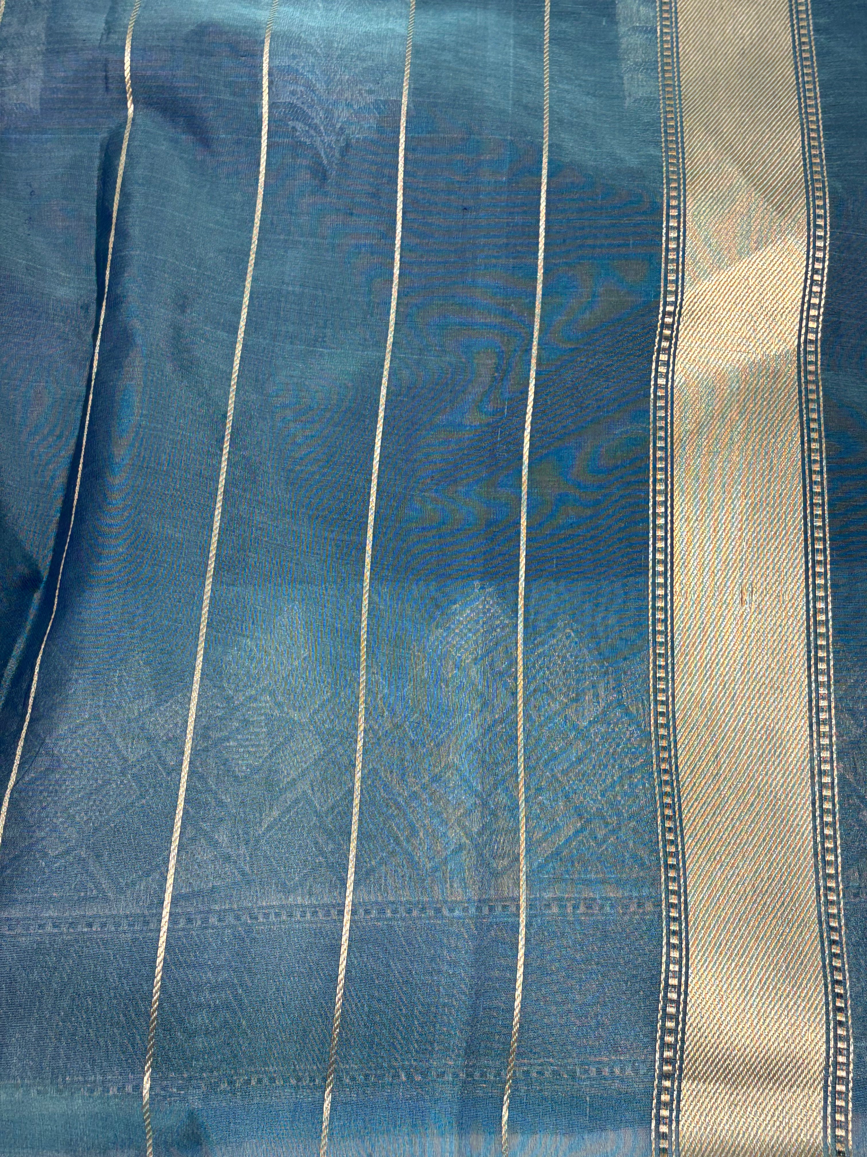 Navy Blue Designer Banarasi Pure Kora Silk Saree