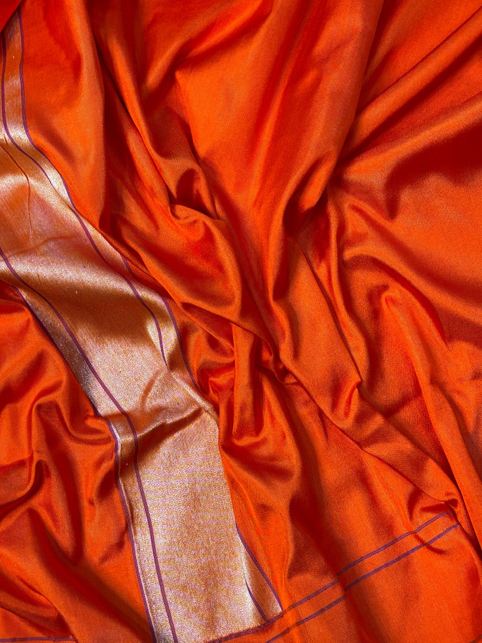 Orange Pure Banarasi Ektara  Silk Handwoven Saree
