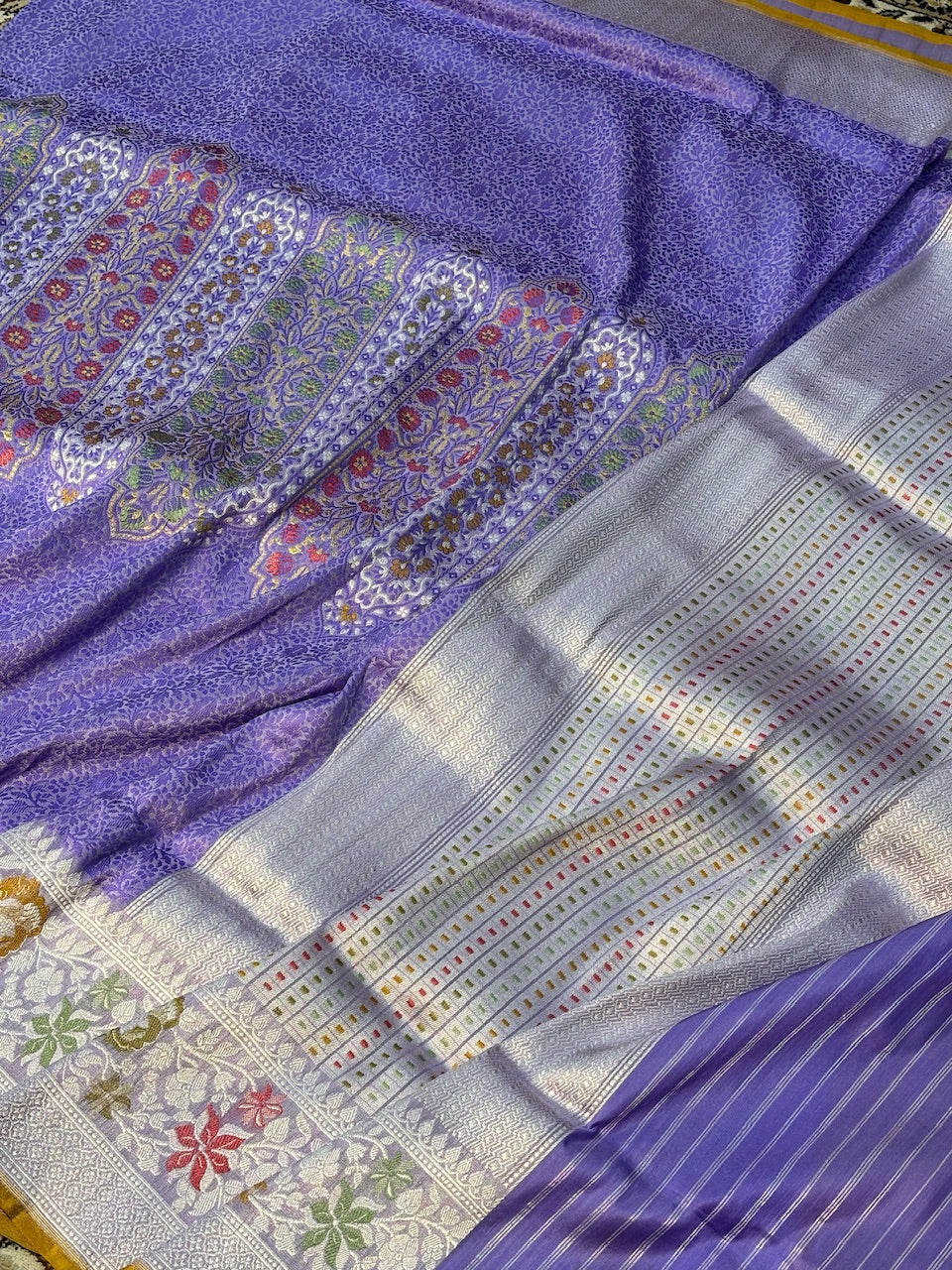 Lavender Pure Banarasi Ektara  Silk Handwoven Saree