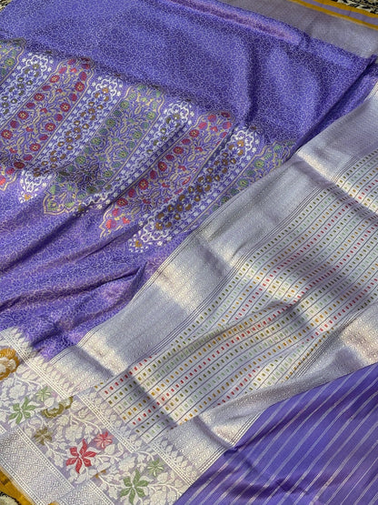 Lavender Pure Banarasi Ektara  Silk Handwoven Saree