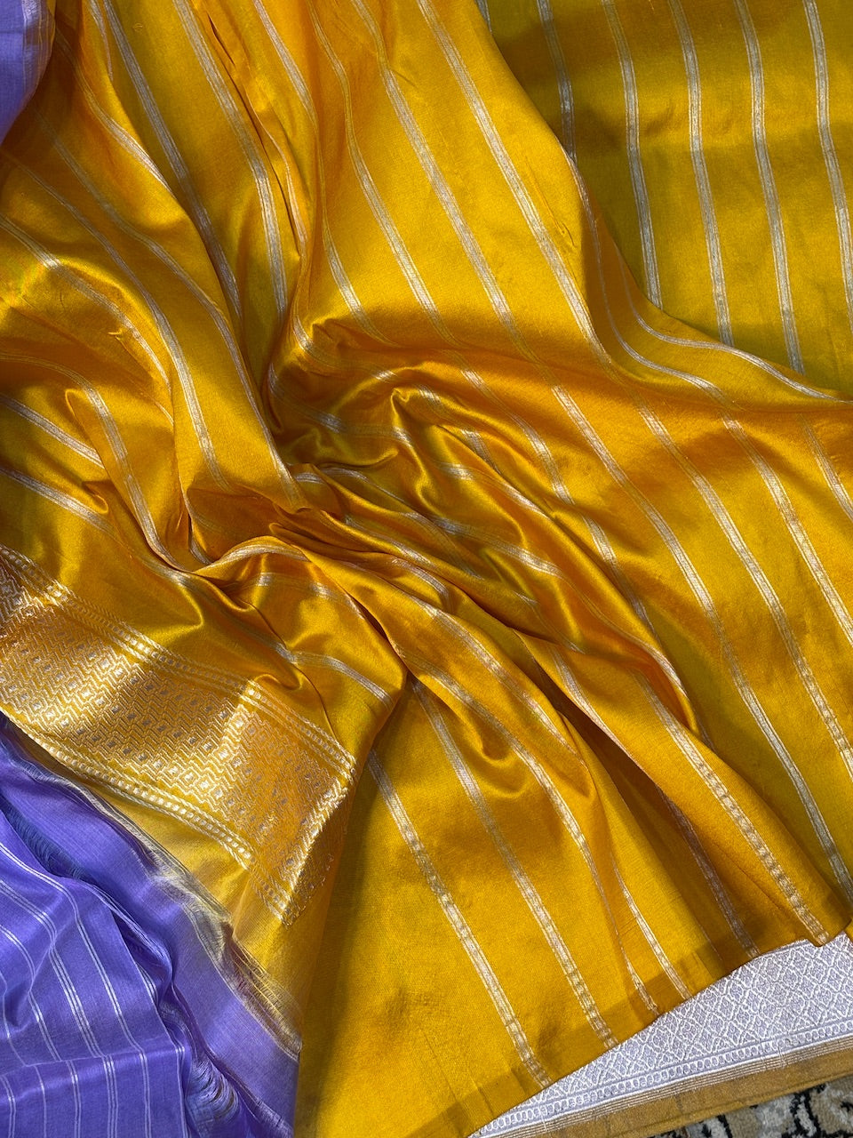 Lavender Pure Banarasi Ektara  Silk Handwoven Saree
