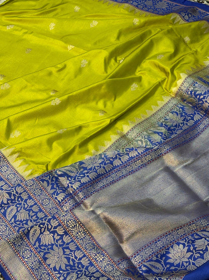 Green Pure Banarasi Ektara  Silk Handwoven Saree