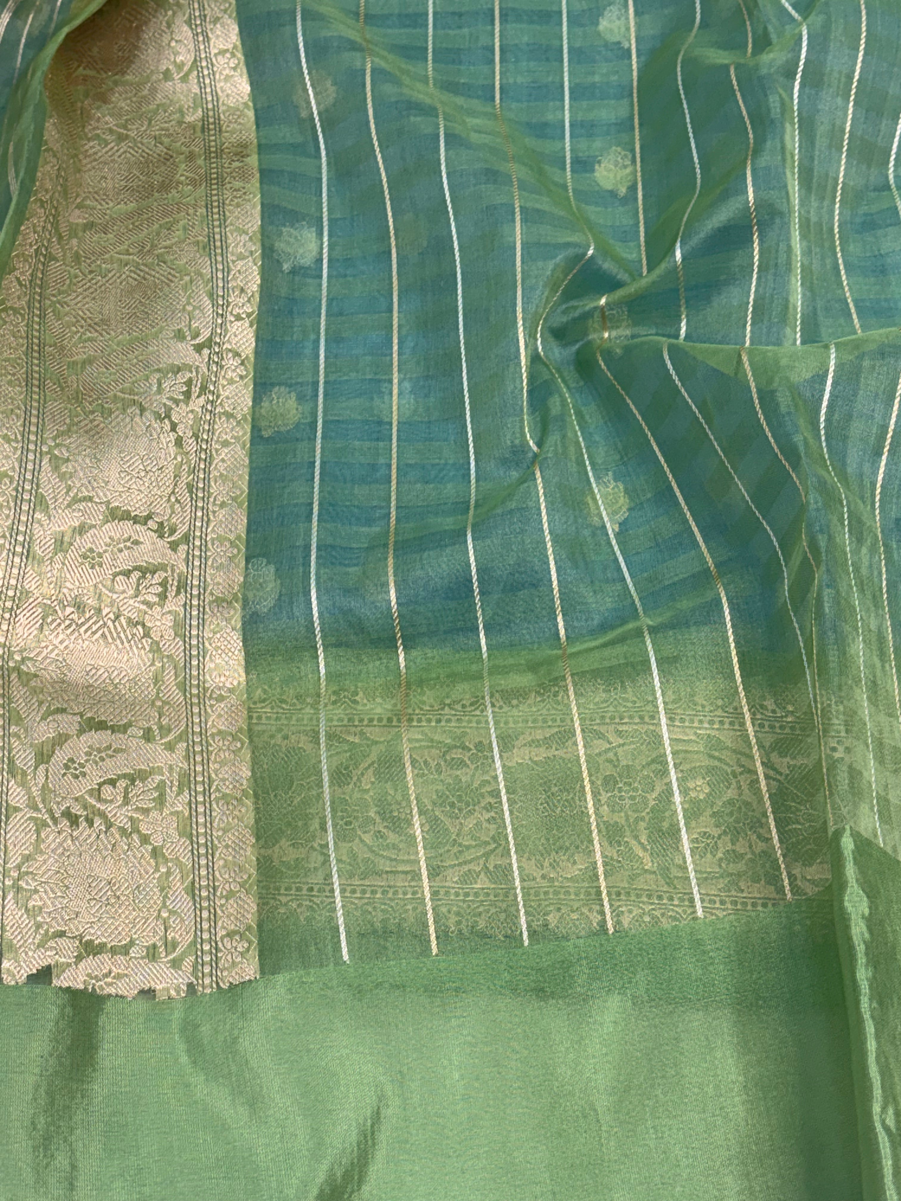 Handwoven Banarasi Pure Kora Silk Checks Saree