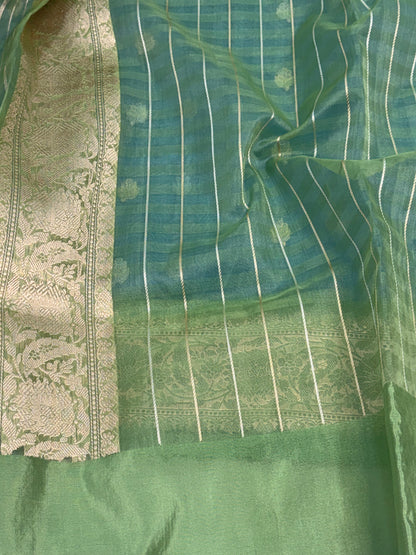 Handwoven Banarasi Pure Kora Silk Checks Saree