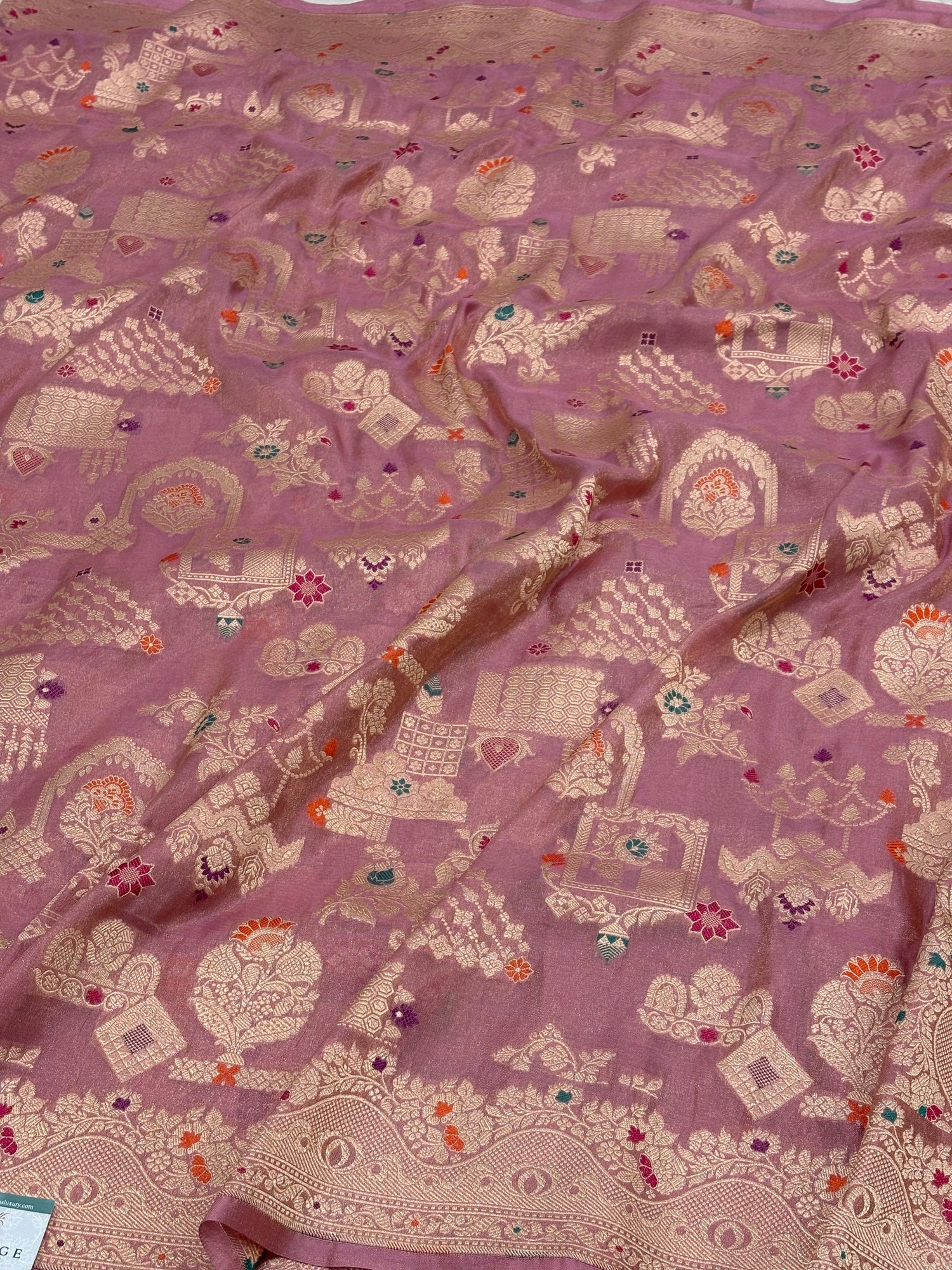Banarasi Pure Tissue Silk Saree with Tilfi Meenakari Jaal Weaving work