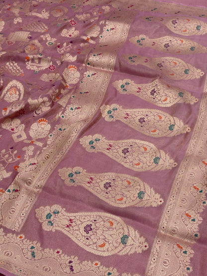 Banarasi Pure Tissue Silk Saree with Tilfi Meenakari Jaal Weaving work